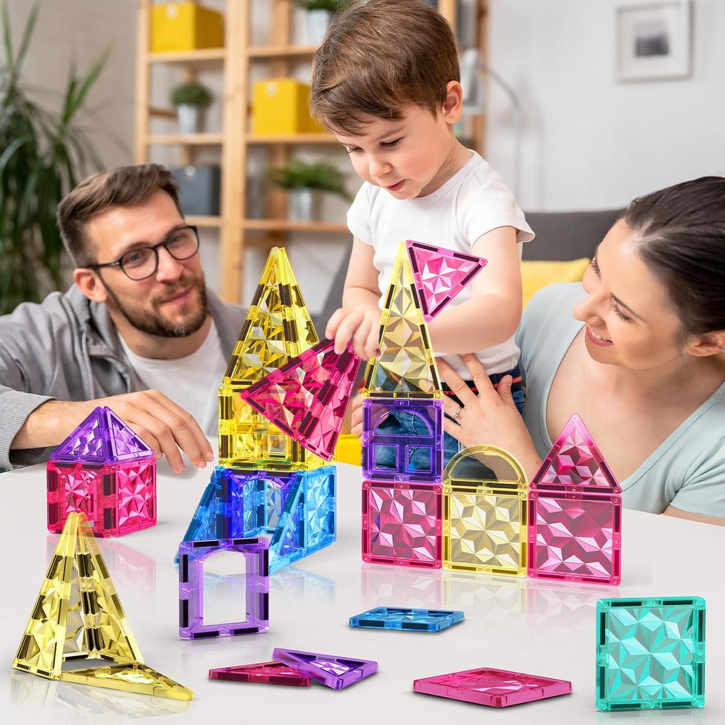 100PCS Magnetic Tiles for Kids Ages 3+ – STEM Building Blocks Set, Montessori Sensory Toys for Toddlers, Educational Construction Magnet Toy, Gift Game for Boys & Girls