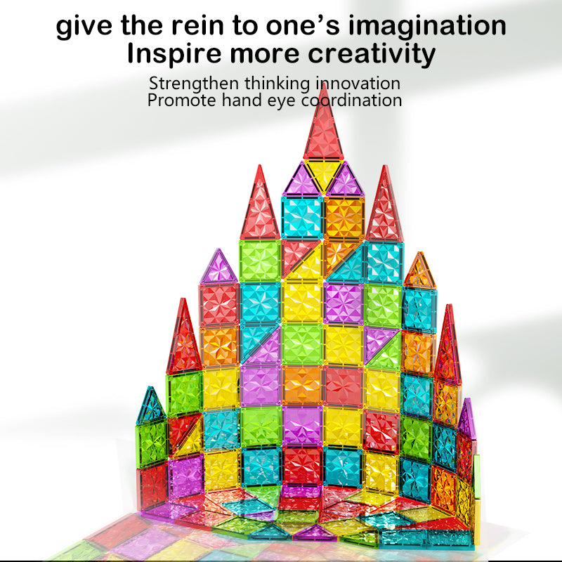 100PCS Magnetic Tiles for Kids Ages 3+ – STEM Building Blocks Set, Montessori Sensory Toys for Toddlers, Educational Construction Magnet Toy, Gift Game for Boys & Girls