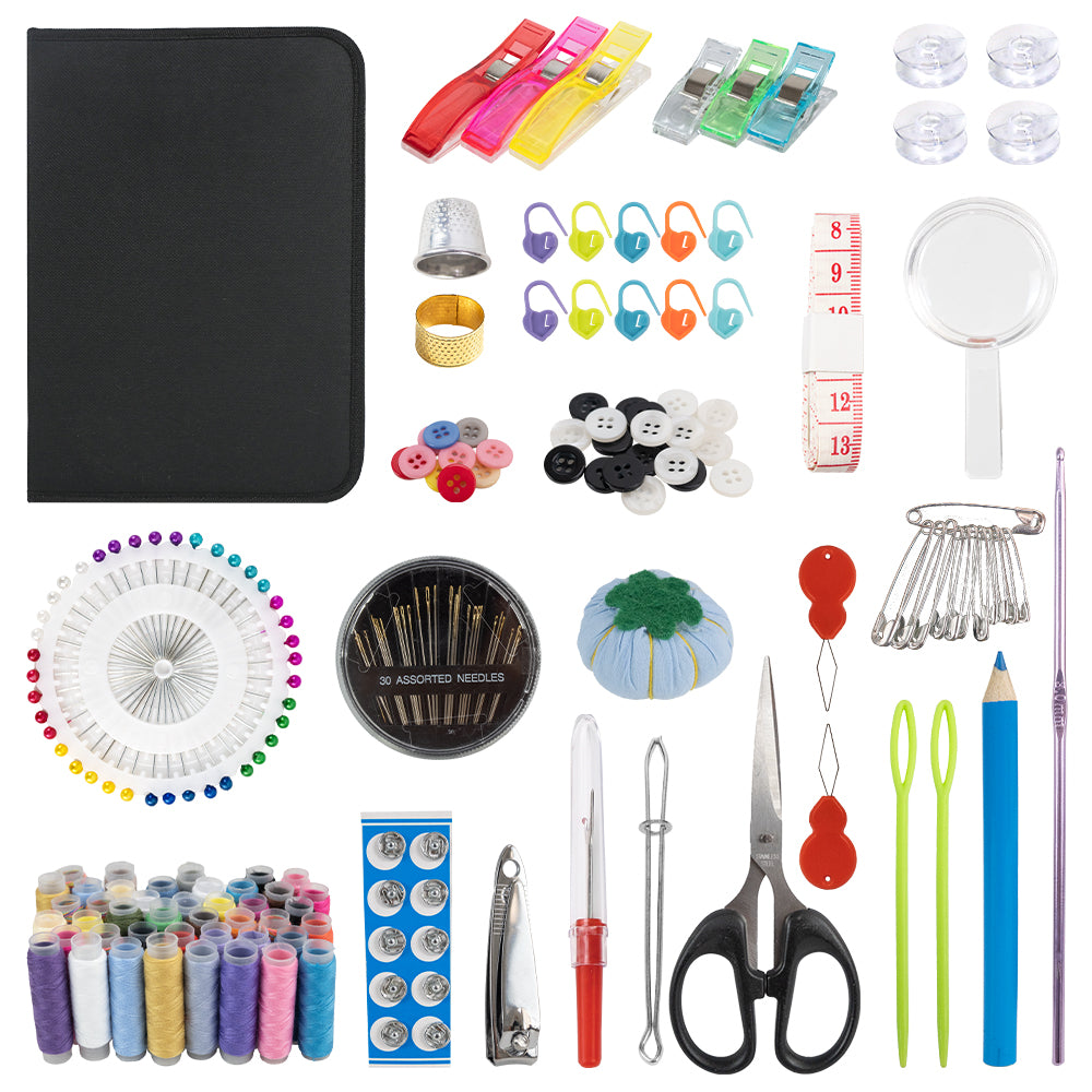 Sewing Kit for Adults – 158 Pcs Travel Sewing Kit with Needles, Threads, Seam Ripper, Tape Measure, Pins, Needle Threaders – Compact Mini Sewing Kit for Hand Sewing & Travel Emergency