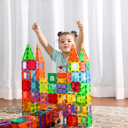 100PCS Magnetic Tiles for Kids Ages 3+ – STEM Building Blocks Set, Montessori Sensory Toys for Toddlers, Educational Construction Magnet Toy, Gift Game for Boys & Girls
