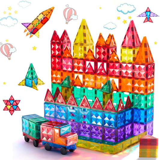 100PCS Magnetic Tiles for Kids Ages 3+ – STEM Building Blocks Set, Montessori Sensory Toys for Toddlers, Educational Construction Magnet Toy, Gift Game for Boys & Girls