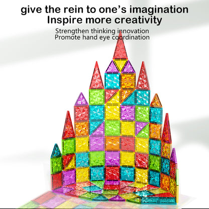 100PCS Magnetic Tiles for Kids Ages 3+ – STEM Building Blocks Set, Montessori Sensory Toys for Toddlers, Educational Construction Magnet Toy, Gift Game for Boys & Girls